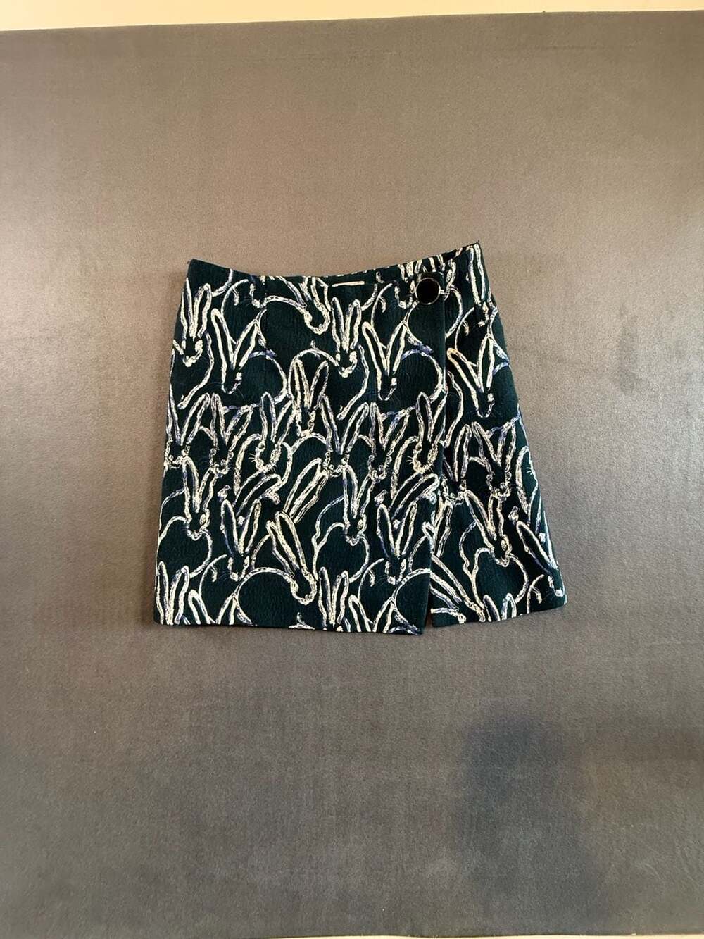 GREY Jason Wu Green Rabbit Print Wool Blend Mini Skirt Size 2